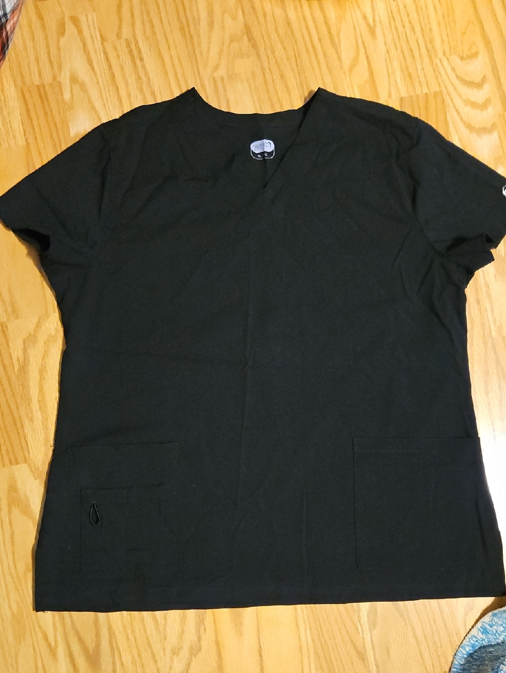 Black V-Neck Medical Scrub Top